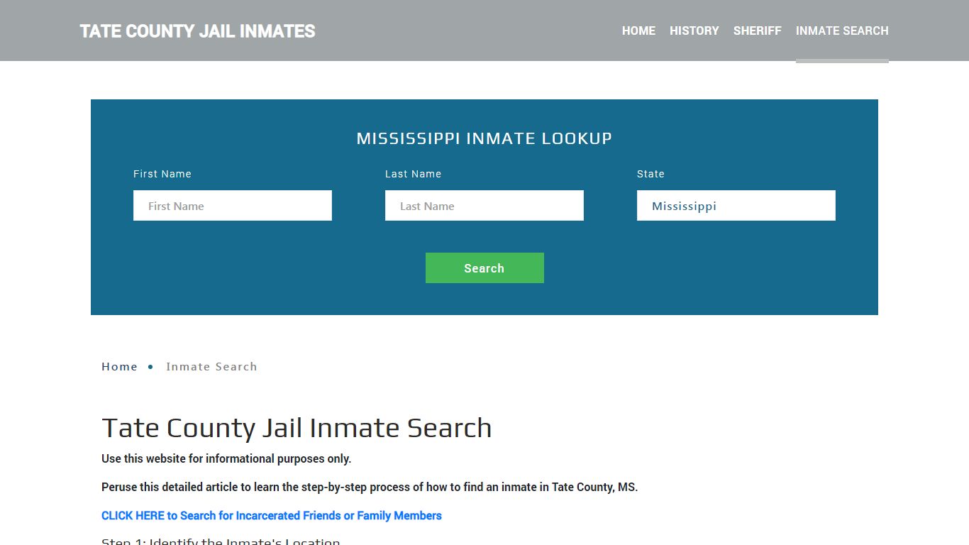 Tate County, MS Detainee Lookup