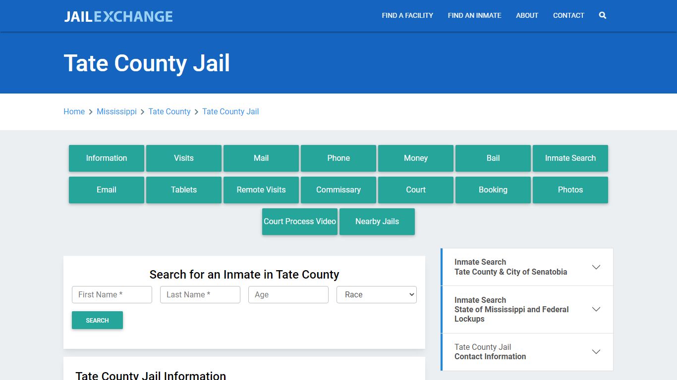 Tate County Jail Roster Lookup, MS, Inmate Search - Jail Exchange