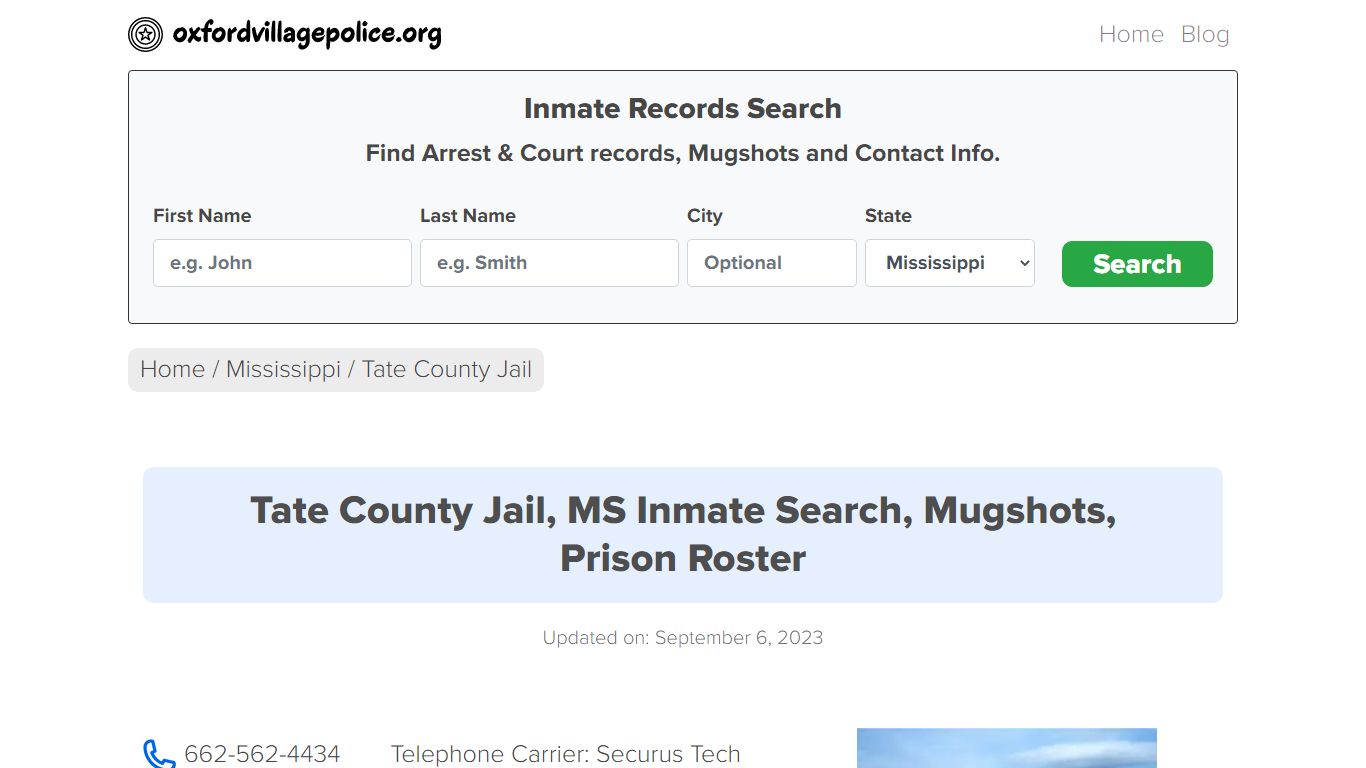 Tate County Jail, MS Inmate Search, Mugshots, Prison Roster